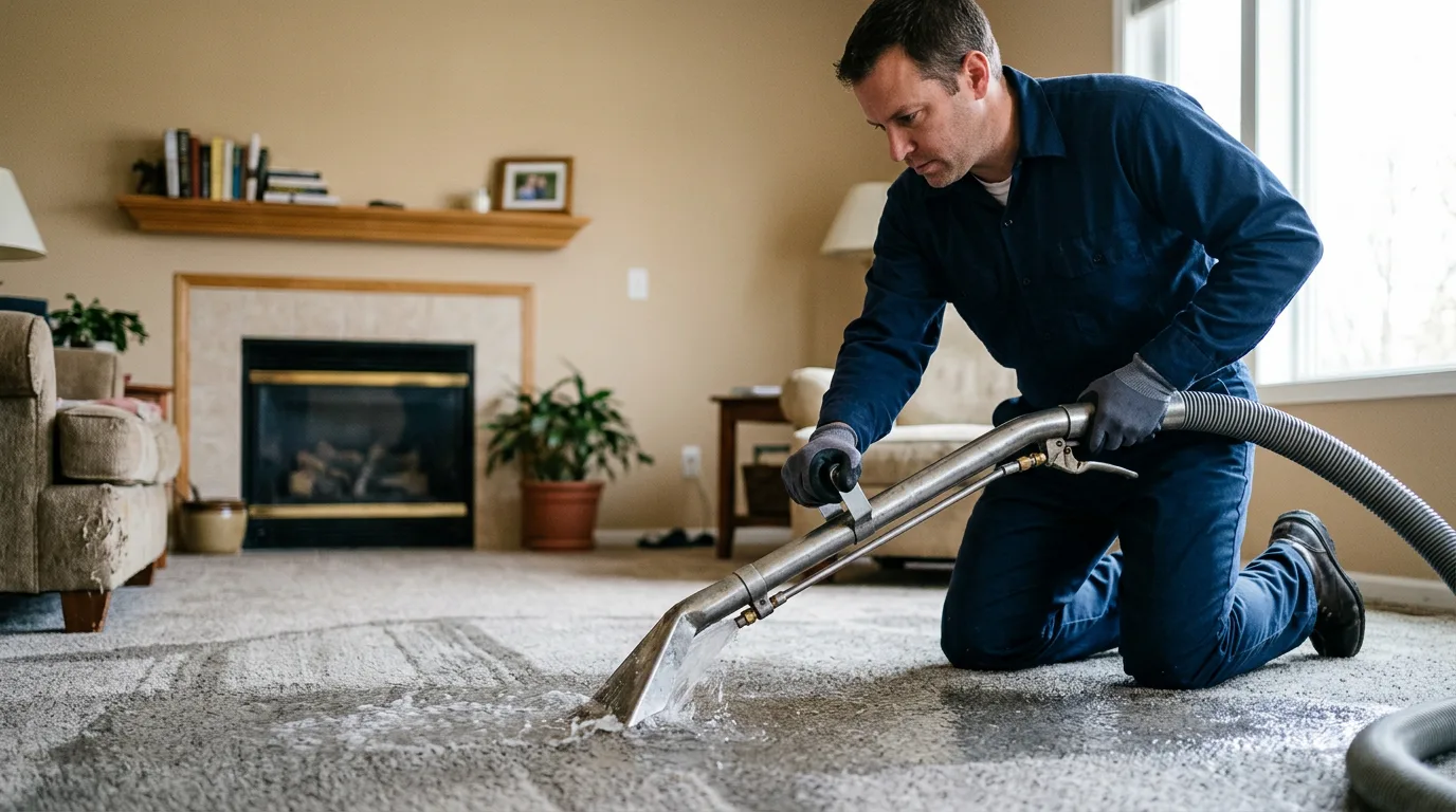 Water damage restoration technician working near New Cambria, KS